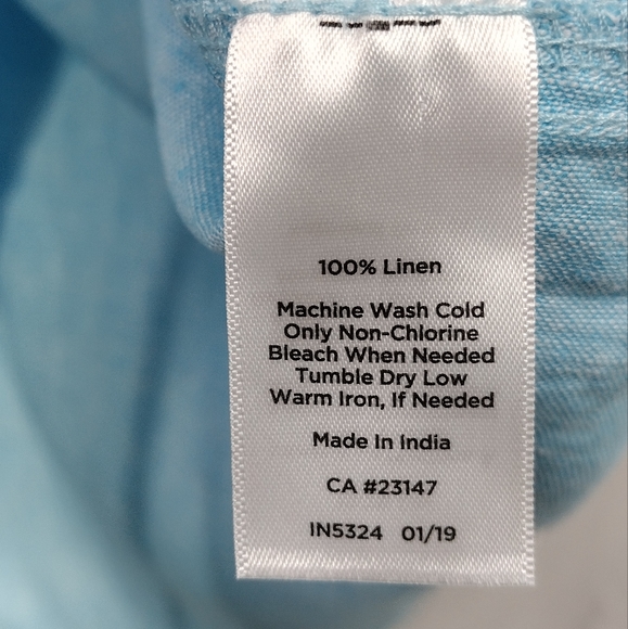 Talbots 100% Linen Tunic Top Women's 2XL Blue Long Sleeve Roll Tab Minimalist - Picture 8 of 9